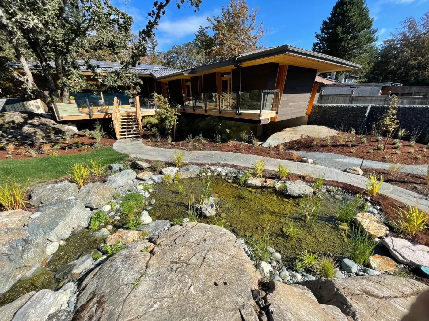 A completed EcoSystem Ponds project by Oxbow Aquatic Services in Greater Victoria.