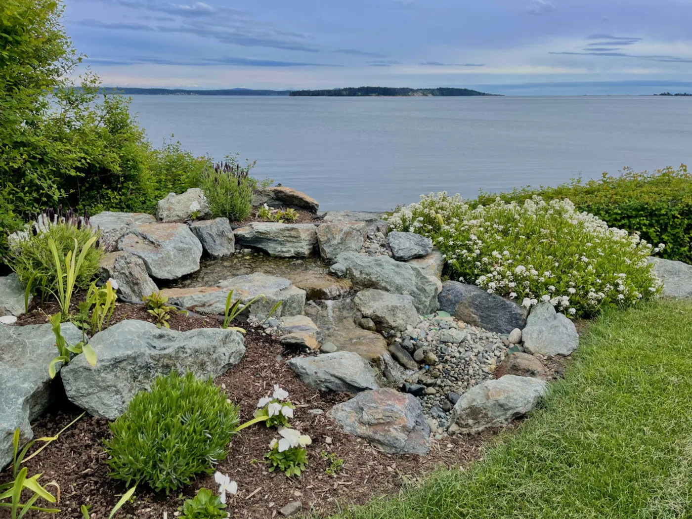 A completed Pondless Waterfalls project by Oxbow Aquatic Services in Greater Victoria.
